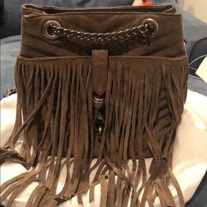 NWT Rebecca Minkoff Edie Fringe Porcini Bucket Bag